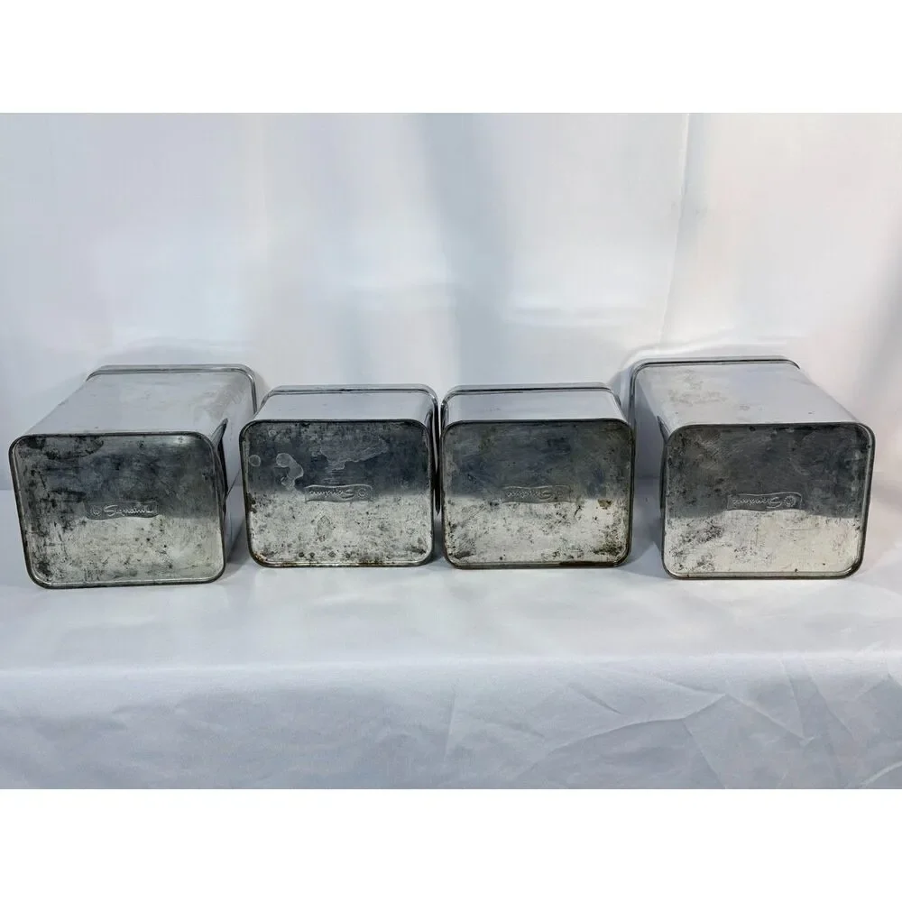 Signature MCM Chrome Kitchen Canister Set Flour Sugar Coffee Tea Mod Prop READ